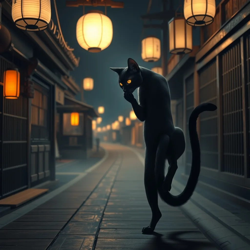 Ilustração histórica e representação de Bakeneko