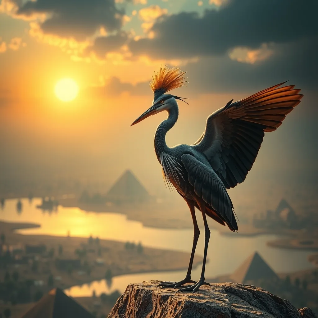 Ilustração histórica e representação de Bennu