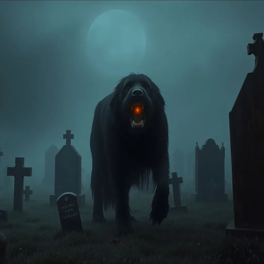Ilustração histórica e representação de Black Shuck