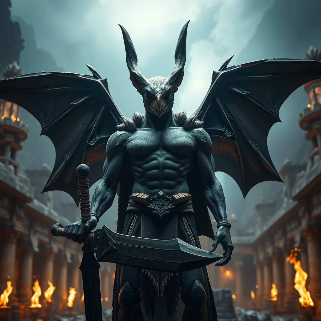 Ilustração histórica e representação de Camazotz