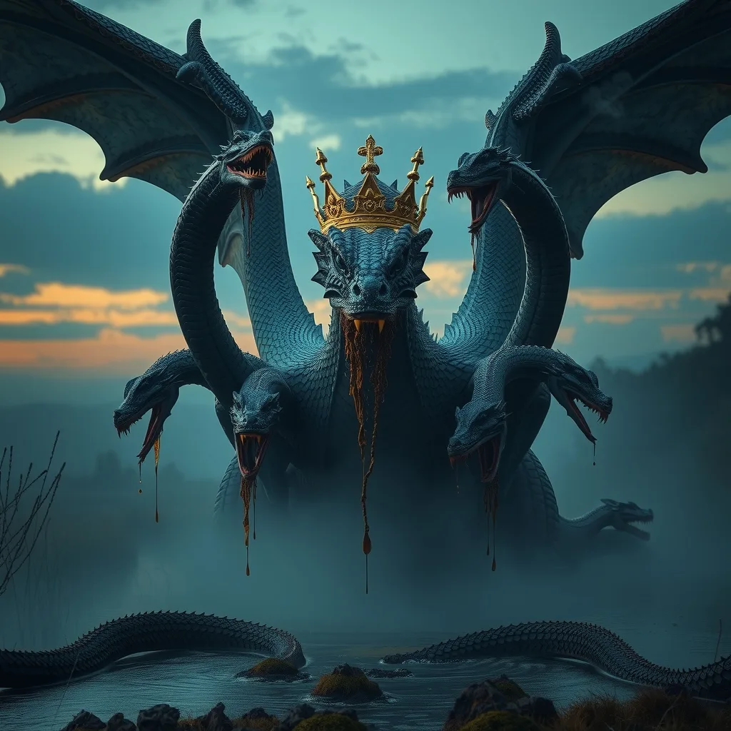 Ilustração histórica e representação de Hidra de Lerna
