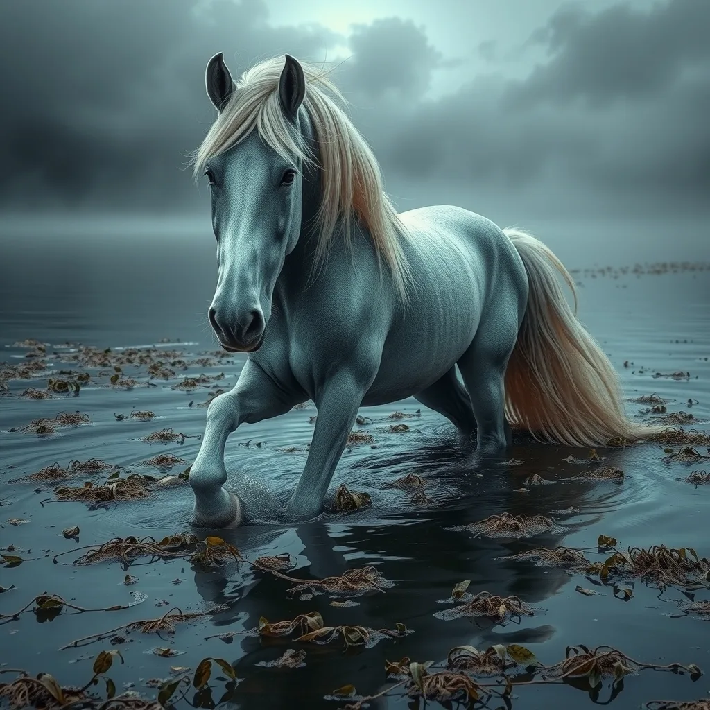 Ilustração histórica e representação de Kelpie