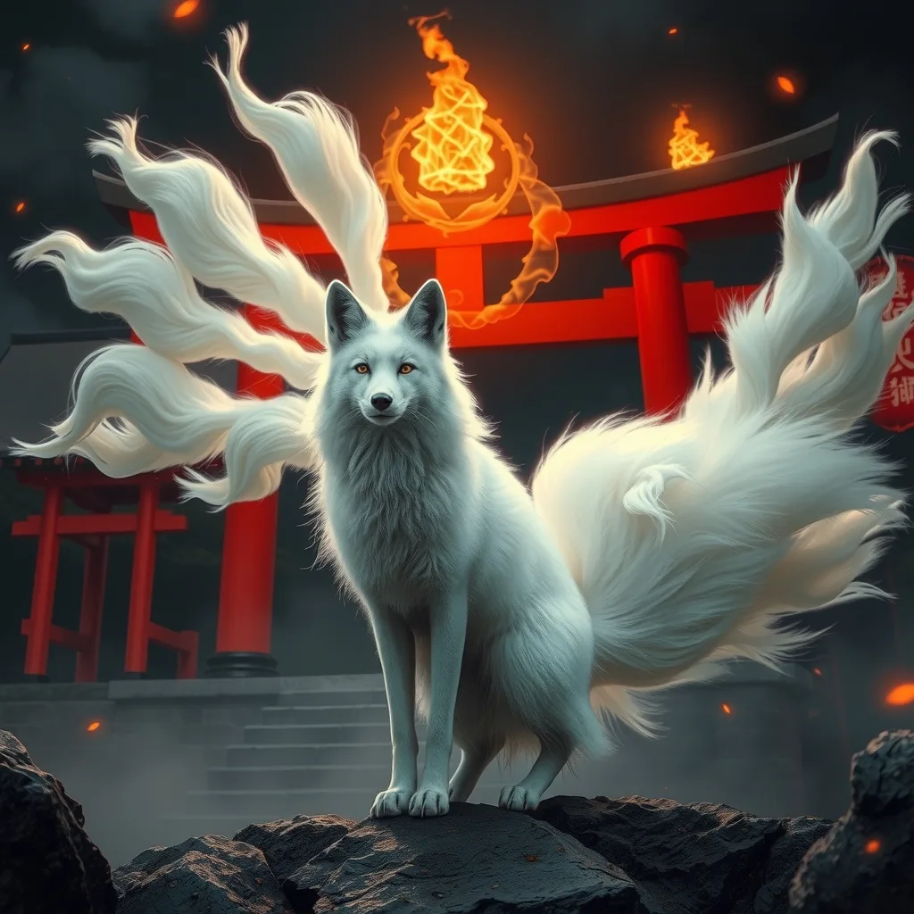 Ilustração histórica e representação de Kitsune