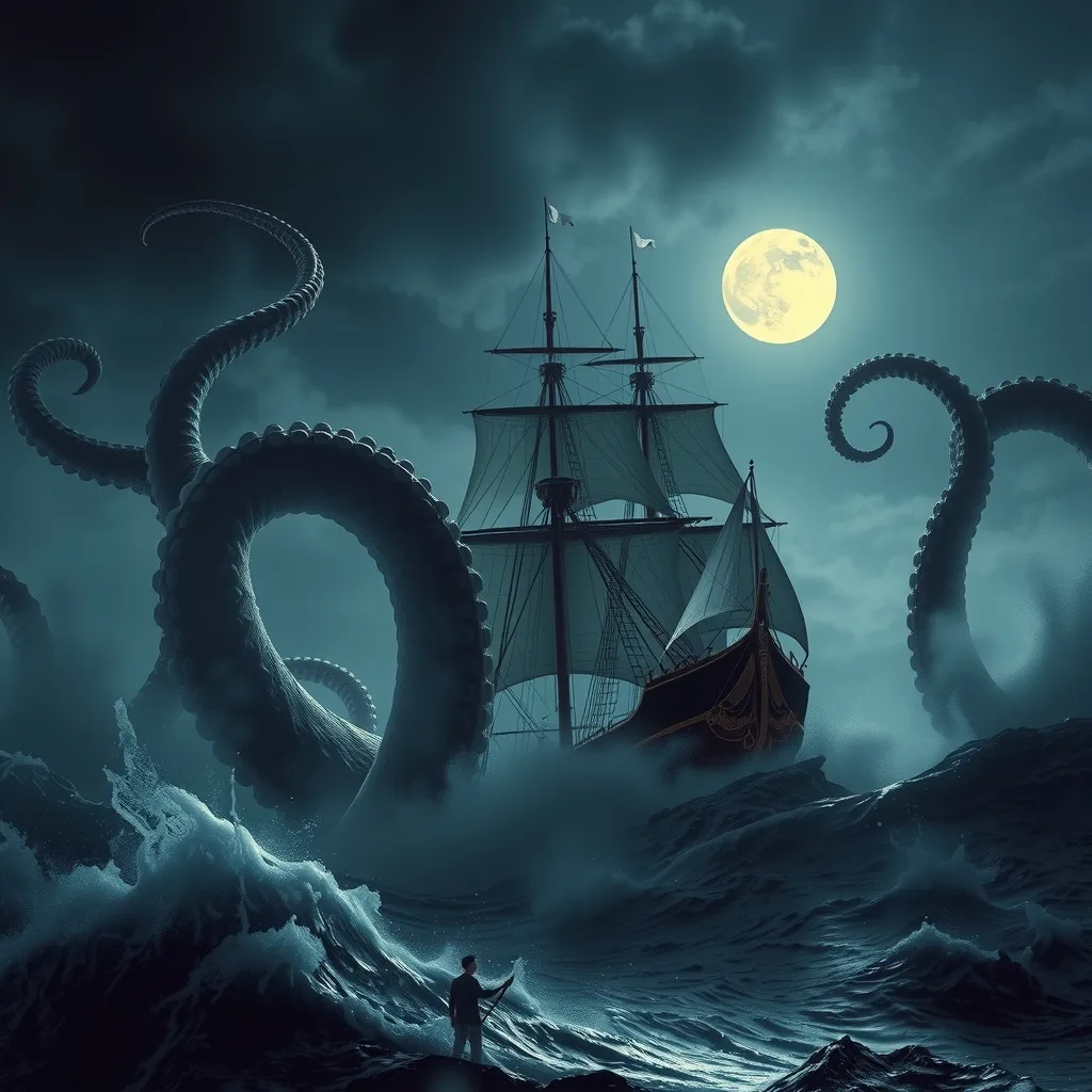 Ilustração histórica e representação de Kraken