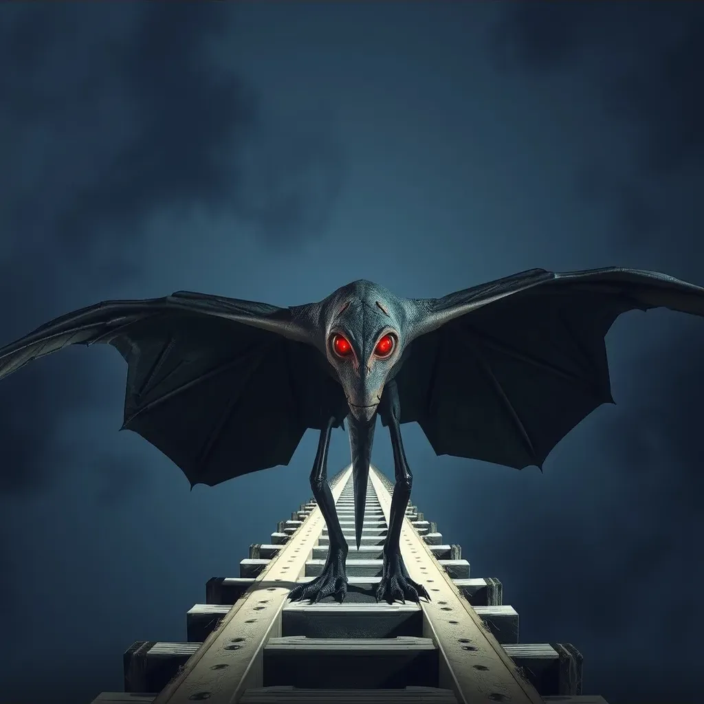 Ilustração histórica e representação de Mothman