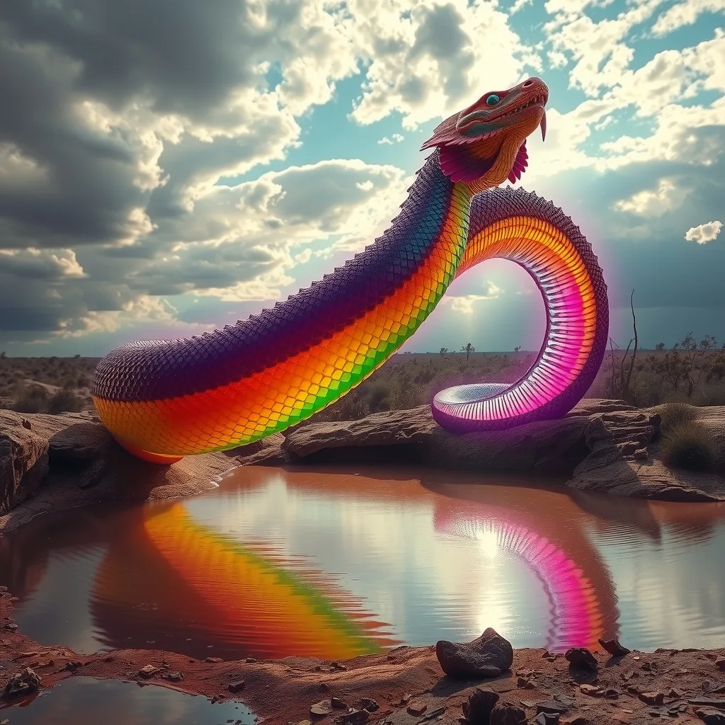 Ilustração histórica e representação de Serpente Arco-Íris