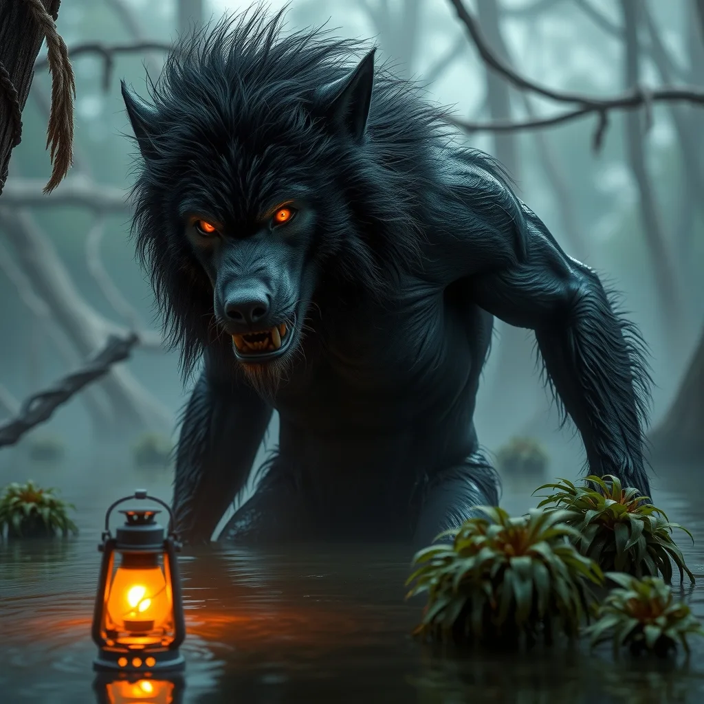 Ilustração histórica e representação de Rougarou