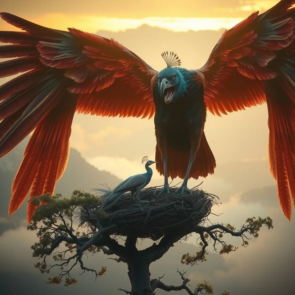 Ilustração histórica e representação de Simurgh