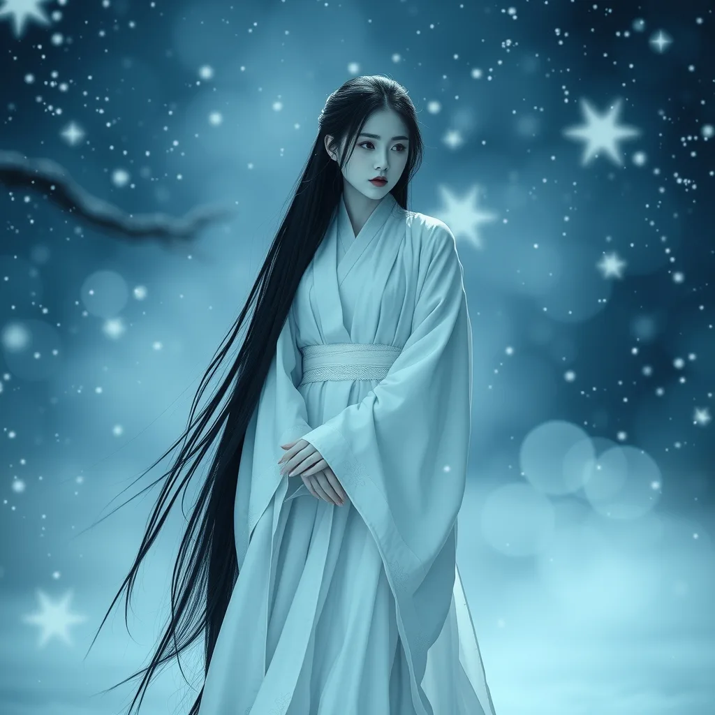 Ilustração histórica e representação de Yuki-onna