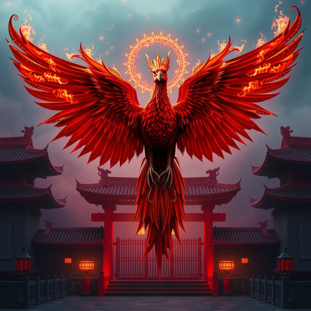 Ilustração histórica e representação de Zhuque